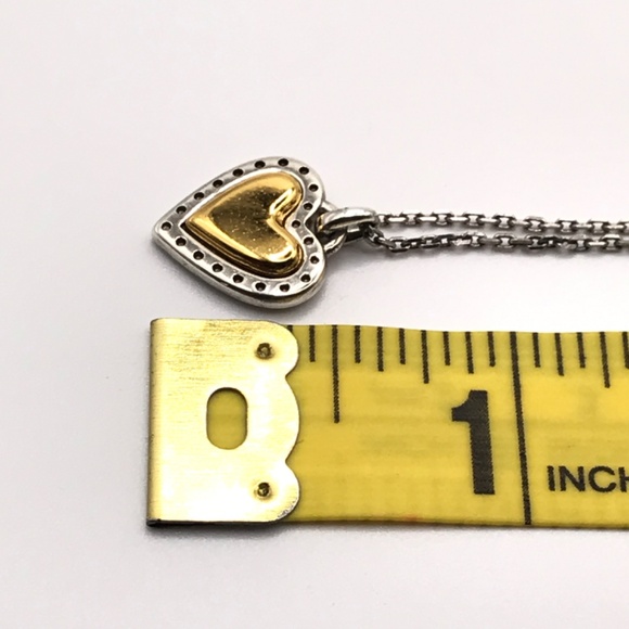 Brighton Pendant Necklace Heart Silver & Gold Plate Reversible Delicate Romantic - Picture 7 of 10